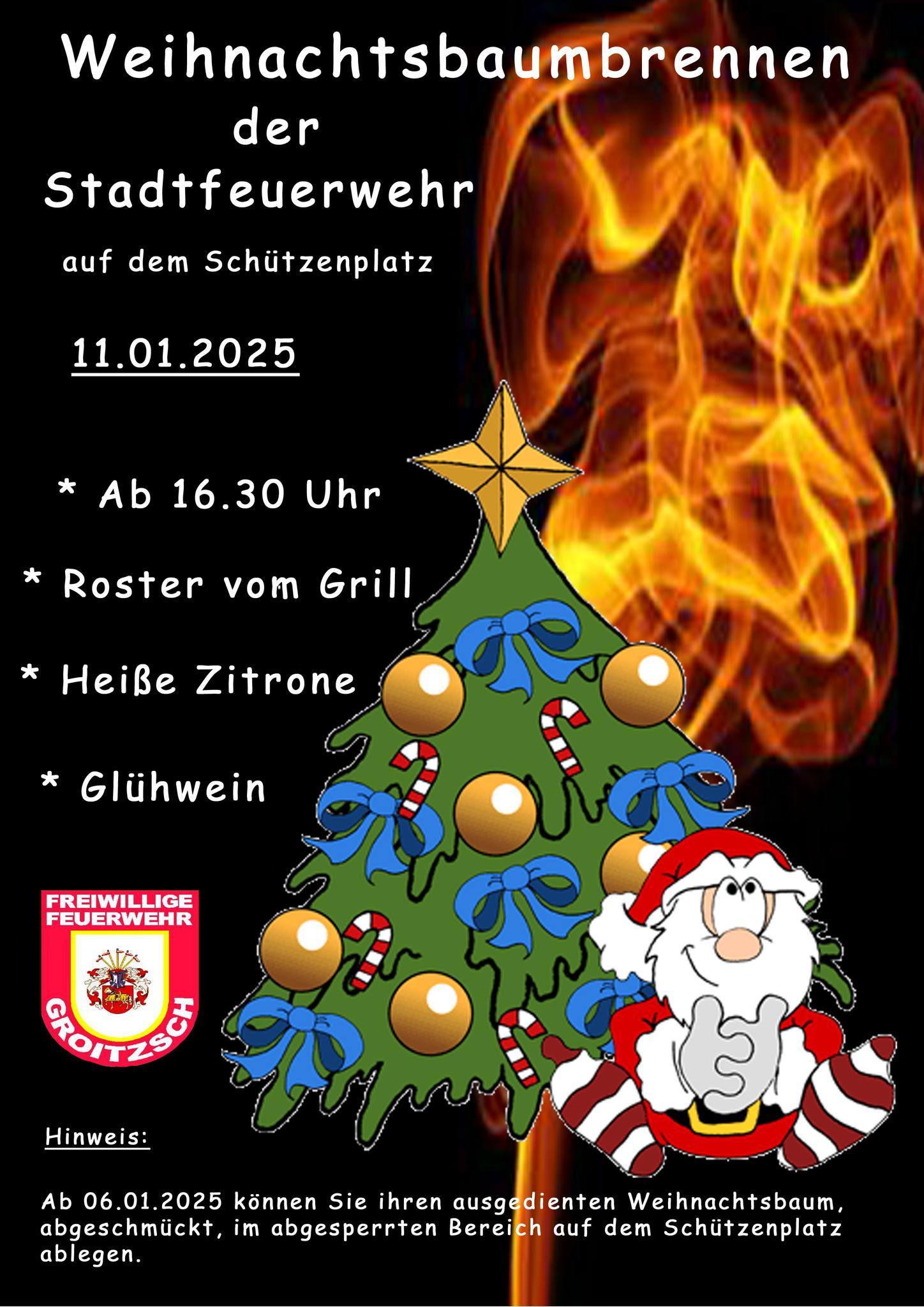 Plakat Weihnachtsbaumbrennen